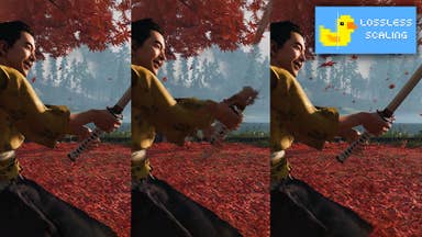 lossless scaling shown with generated frames and the lossless scaling duck logo in blue, yellow and orange